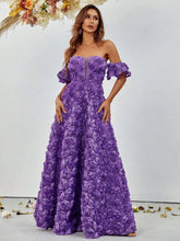 Off Shoulder Floral Appliques Chiffon Bridesmaid Dress
